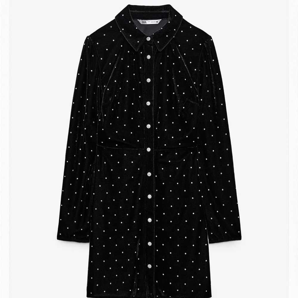 Zara velvet rhinestone holiday dress NWT